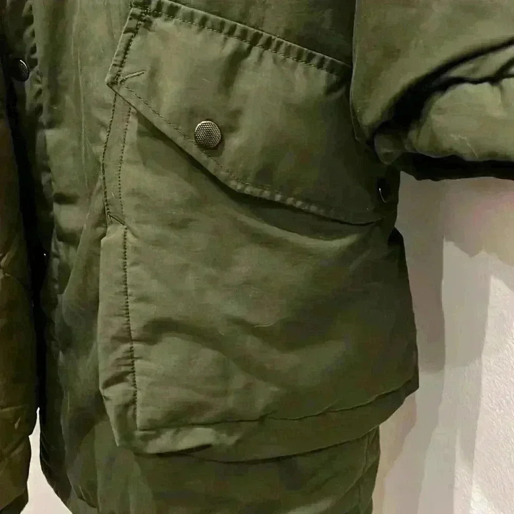 Men’s Vintage Swedish Military Green Long Coat from the 1990’s - Picture 4 of 5